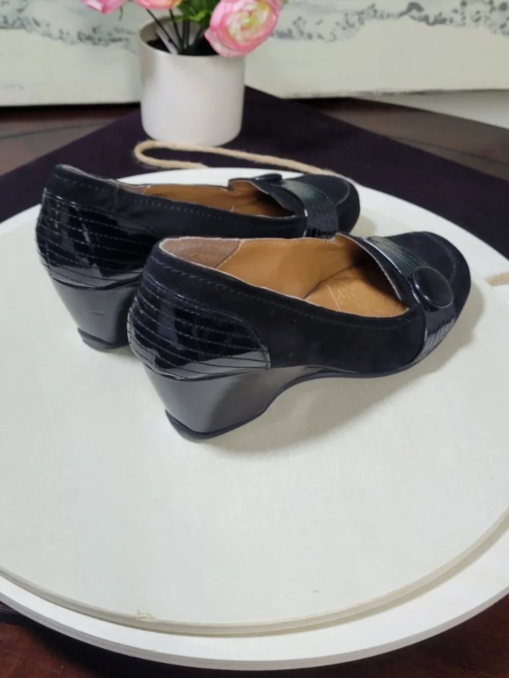 Sofft EuroSoft Black Suede Leather Wedge Heels [Item #SW01]
